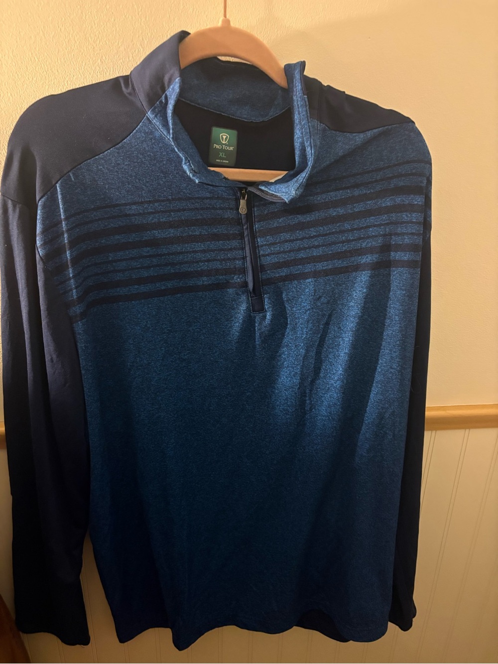 Pro Tour Men’s XL Blue Micro Grid Quarter Zip Golf Pullover Stretch